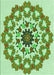 Machine Washable Transitional Light Green Rug, wshpat3708grn