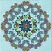 Round Patterned Blue Rug, pat3708lblu
