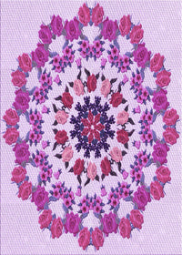 Machine Washable Transitional Orchid Purple Rug, wshpat3708pur