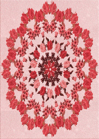 Machine Washable Transitional Deep Rose Pink Rug, wshpat3708rd