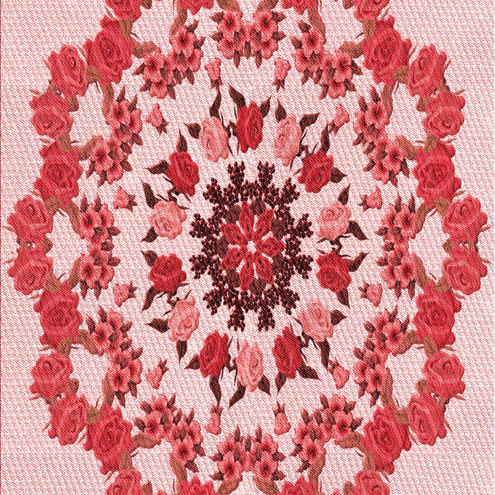 Patterned Deep Rose Pink Rug, pat3708rd