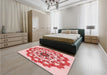 Patterned Deep Rose Pink Rug in a Bedroom, pat3708rd