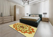 Patterned Sedona Brown Rug in a Bedroom, pat3708yw