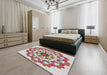 Patterned Cherry Red Novelty Rug in a Bedroom, pat3708