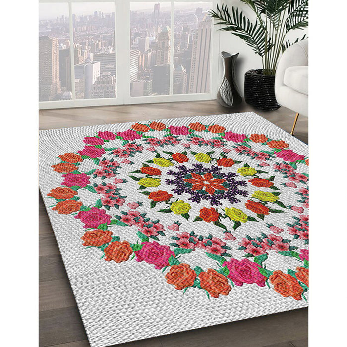 Patterned Cherry Red Novelty Rug in Family Room, pat3708