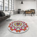 Round Machine Washable Transitional Cherry Red Rug in a Office, wshpat3708