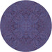 Square Patterned Dark Purple Rug, pat3709blu