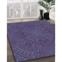 Patterned Dark Purple Rug, pat3709blu