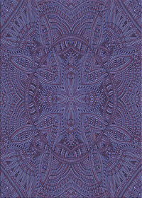 Machine Washable Transitional Dark Purple Rug, wshpat3709blu