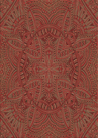 Machine Washable Transitional Red Rug, wshpat3709brn