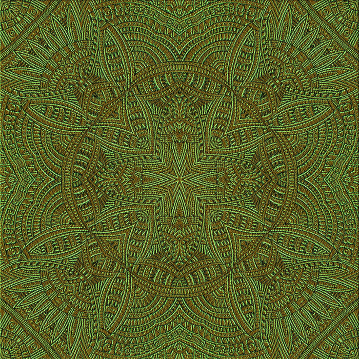 Round Machine Washable Transitional Green Rug, wshpat3709grn