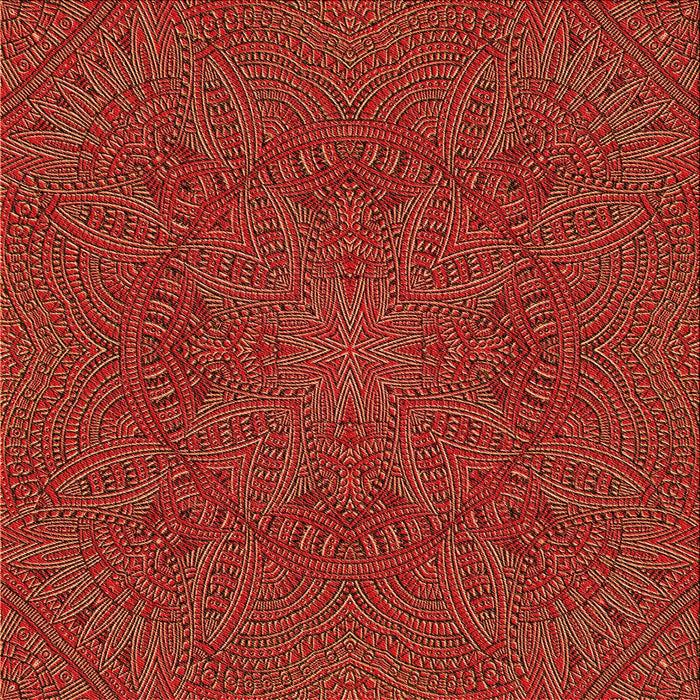 Round Patterned Red Rug, pat3709org