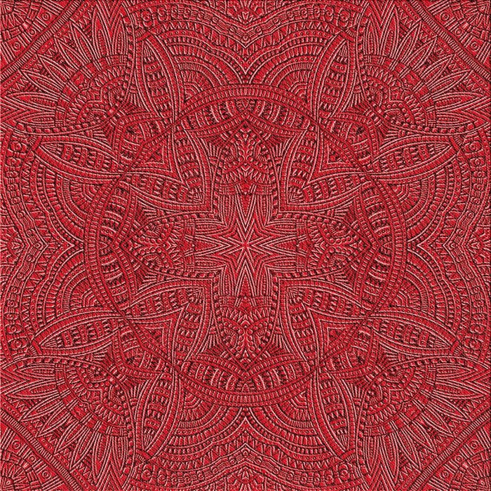 Round Patterned Red Rug, pat3709rd