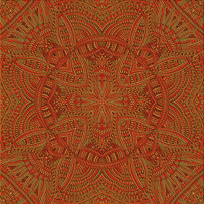 Round Machine Washable Transitional Tomato Red Rug, wshpat3709yw