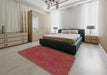 Machine Washable Transitional Tomato Red Rug in a Bedroom, wshpat3709