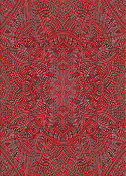 Machine Washable Transitional Tomato Red Rug, wshpat3709