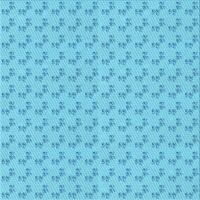 Round Patterned Deep Sky Blue Rug, pat371lblu