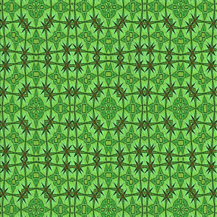 Machine Washable Transitional Green Rug, wshpat3710grn