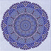 Round Patterned Deep Periwinkle Purple Rug, pat3711blu