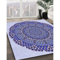 Patterned Deep Periwinkle Purple Rug, pat3711blu