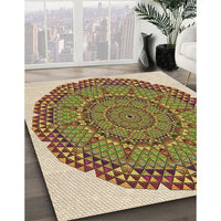 Patterned Saddle Brown Rug, pat3711brn