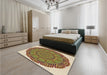 Patterned Saddle Brown Rug in a Bedroom, pat3711brn