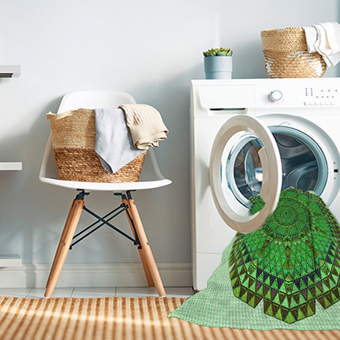 Machine Washable Transitional Jade Green Rug in a Washing Machine, wshpat3711grn