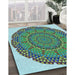 Machine Washable Transitional Deep-Sea Green Rug in a Family Room, wshpat3711lblu