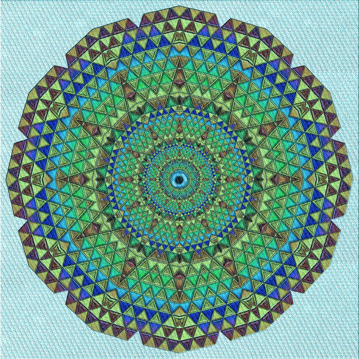 Round Patterned Deep-Sea Green Rug, pat3711lblu