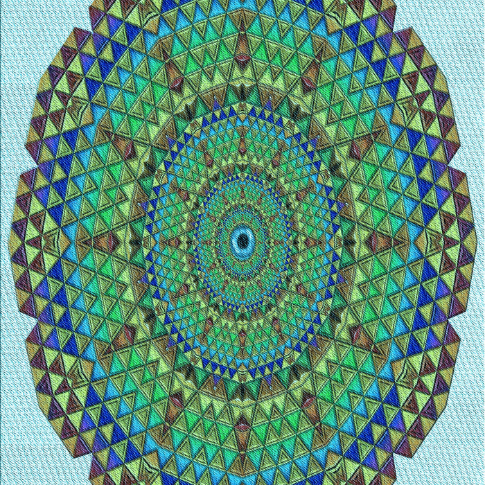 Patterned Deep-Sea Green Rug, pat3711lblu