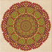 Round Patterned Mahogany Brown Rug, pat3711org