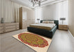 Patterned Mahogany Brown Rug in a Bedroom, pat3711org