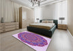 Patterned Bright Lilac Purple Rug in a Bedroom, pat3711pur