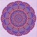 Round Patterned Bright Lilac Purple Rug, pat3711pur