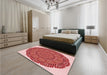 Round Machine Washable Transitional Pastel Pink Rug in a Office, wshpat3711rd