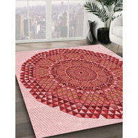 Patterned Pastel Pink Rug, pat3711rd