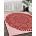 Patterned Pastel Pink Rug in Family Room, pat3711rd