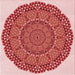 Round Patterned Pastel Pink Rug, pat3711rd