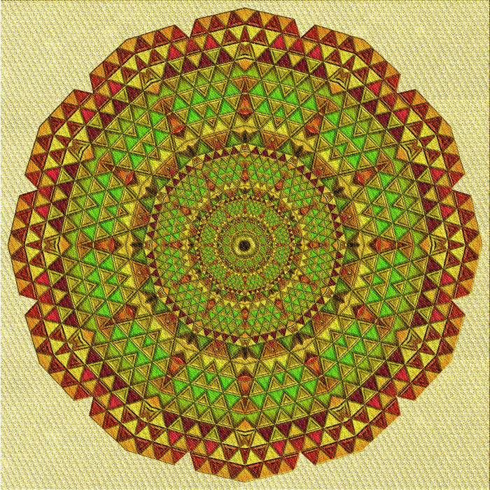 Round Patterned Bold Yellow Rug, pat3711yw