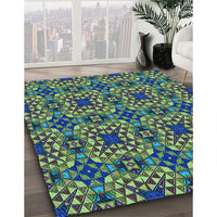 Patterned Green Rug, pat3712lblu