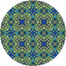 Square Patterned Green Rug, pat3712lblu