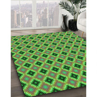 Patterned Green Rug, pat3713grn