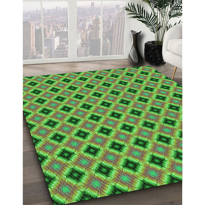 Machine Washable Transitional Green Rug in a Family Room, wshpat3713grn