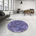 Round Patterned Purple Mimosa Purple Rug in a Office, pat3714blu