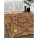 Machine Washable Transitional Saffron Red Rug in a Family Room, wshpat3714brn