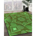 Machine Washable Transitional Green Rug in a Family Room, wshpat3714grn