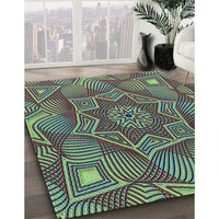 Patterned Emerald Green Rug, pat3714lblu