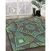 Patterned Emerald Green Rug in Family Room, pat3714lblu