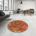 Round Patterned Orange Rug in a Office, pat3714org