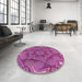 Round Patterned Burnt Pink Rug in a Office, pat3714pur